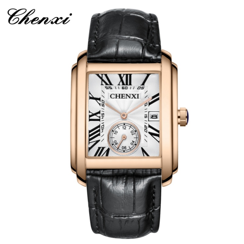 Luxury Watch Exhibition - CHENXI 8216 موضة كلاسيكية مربعة بنية