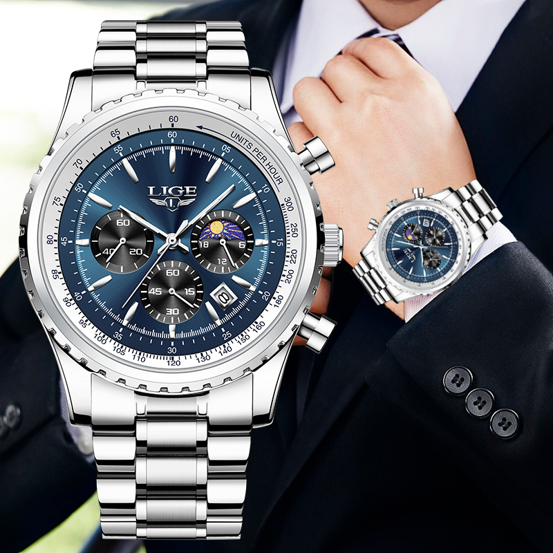 LIGE-ساعة كوارتز فاخرة للرجال  - مراجعة Luxury Watch Exhibition وسعره