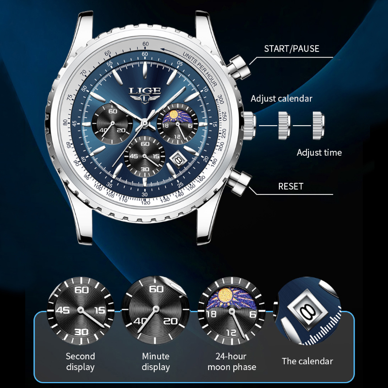 LIGE-ساعة كوارتز فاخرة للرجال  - مراجعة Luxury Watch Exhibition وسعره