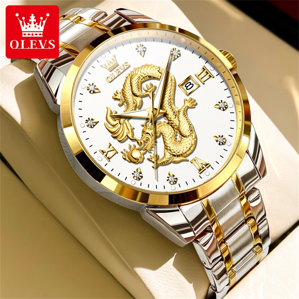 OLEVS موضة الصين لونغ التنين ا - مراجعة Luxury Watch In China وسعره