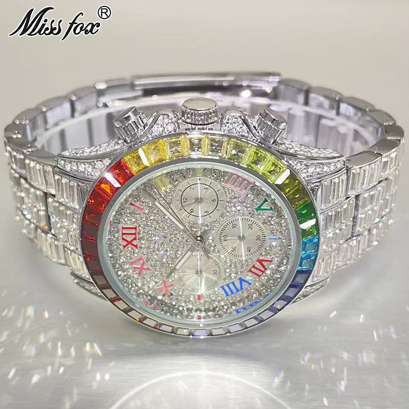 MISSFOX الفاخرة مثلج ساعة للرج - مراجعة Luxury Watch Exhibition وسعره