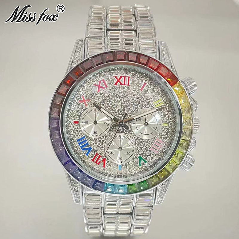MISSFOX الفاخرة مثلج ساعة للرج - مراجعة Luxury Watch Exhibition وسعره