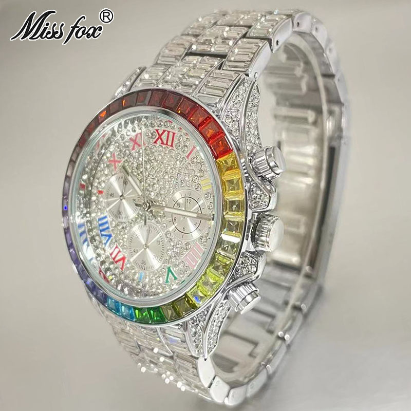 MISSFOX الفاخرة مثلج ساعة للرج - مراجعة Luxury Watch Exhibition وسعره
